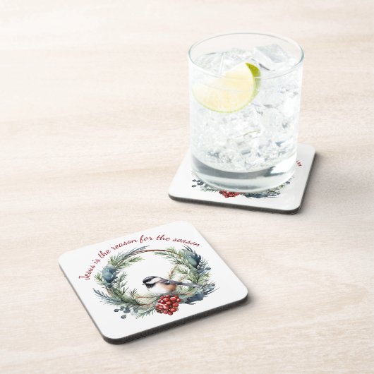 イエスが季節のクリスマス引用文の理由 コースター (右側)