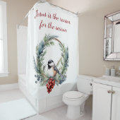 イエスが季節のクリスマス引用文の理由 シャワーカーテン (インサイチュ)