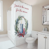 イエスが季節のクリスマス引用文の理由 シャワーカーテン (インサイチュ)