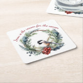 イエスが季節のクリスマス引用文の理由 スクエアペーパーコースター (アングル)