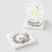 イエスが季節のクリスマス引用文の理由 ストーンコースター (横)