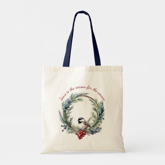 イエスが季節のクリスマス引用文の理由 トートバッグ (裏面)