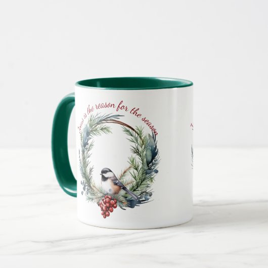 イエスが季節のクリスマス引用文の理由 マグカップ (正面左)