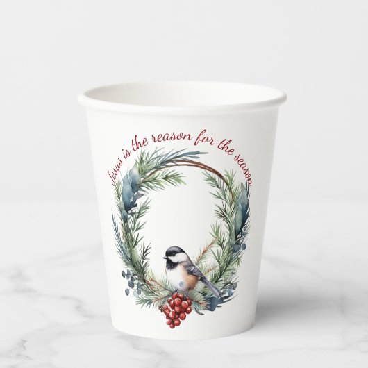 イエスが季節のクリスマス引用文の理由 紙コップ (正面)