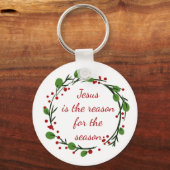 "イエスが季節の理由"ホリー引用文 キーホルダー (正面)