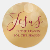 イエスが季節の金ゴールドクリスマスの理由 ラウンドシール (正面)