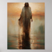 イエスが水の上を歩く – Bible Verseデジタルプリント ポスター (正面)