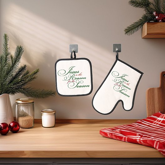 イエスが理由オーブンミットとポット保持者 鍋つかみ&鍋敷きセット