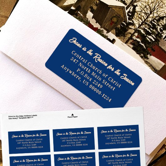 イエスが理由ダークブルーワイド差出人住所 ラベル