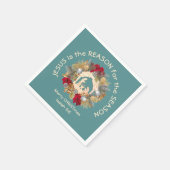 イエスが理由ブルークリスマス紙ナプキンス スタンダードカクテルナプキン (角)