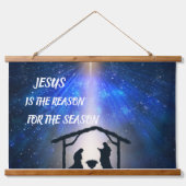 イエスが理由出生シーンウッドトッピング 吊り下げ型タペストリー (正面)
