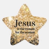 イエスが理由金ゴールドフェイクグリッタークリスマス 星シール (正面)