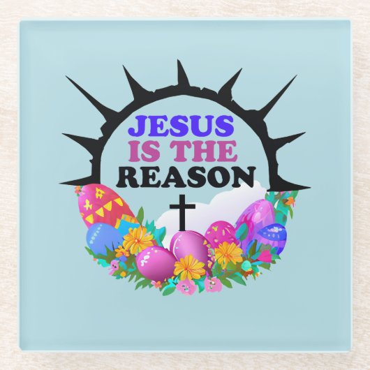 イエスが理由 – イースターリース ガラスコースター (正面)