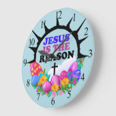 イエスが理由 – イースターリース ラージ壁時計 (傾斜)