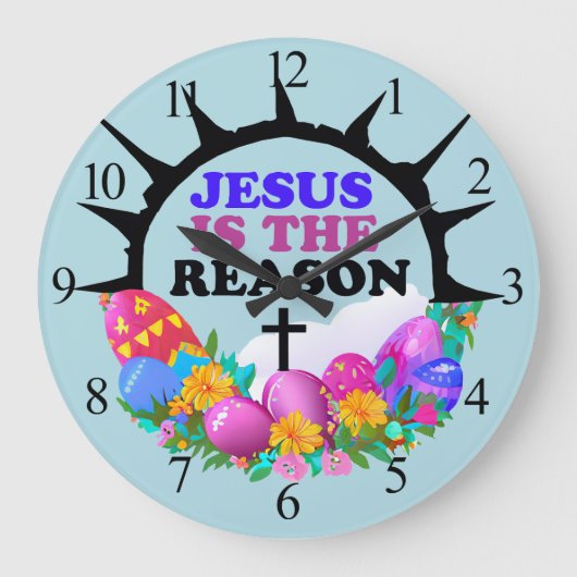 イエスが理由 – イースターリース ラージ壁時計 (正面)