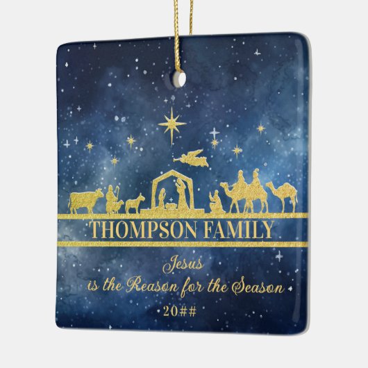 "イエスが理由"出生シーン家族写真 セラミックオーナメント (左)