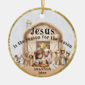 「イエスが理由」出生シーン年の追加 セラミックオーナメント (正面)
