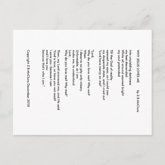 イエスが私を愛する理由 – はがき (正面)