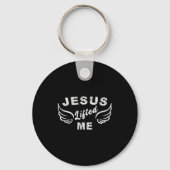 イエスが私を持ち上げた - キリスト教の信仰に基づくエッジの効いた キーホルダー (正面)