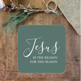 イエスが緑のシンプルクリスマス信仰の理由 スクエアシール