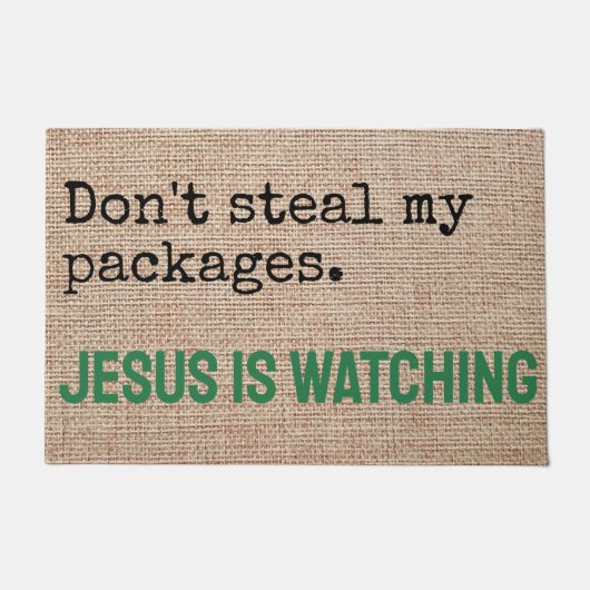 イエスが見ている私の包みを盗むな ドアマット (正面)