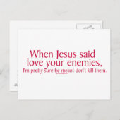 イエスが言われた時、あなたの敵を愛しなさい ポストカード (正面/裏面)
