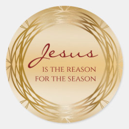 イエスが金ゴールド赤エレガントクリスマスの理由 ラウンドシール