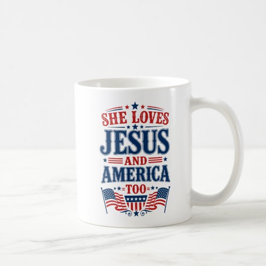イエスとアメリカを愛する彼女 コーヒーマグカップ (右)