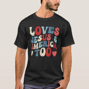 イエスとアメリカを愛する7月の4番目のGroovy神 Tシャツ