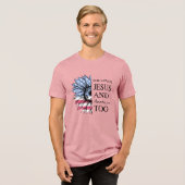 イエスとアメリカを愛する 7月4日 トライブレンドTシャツ (正面全面)