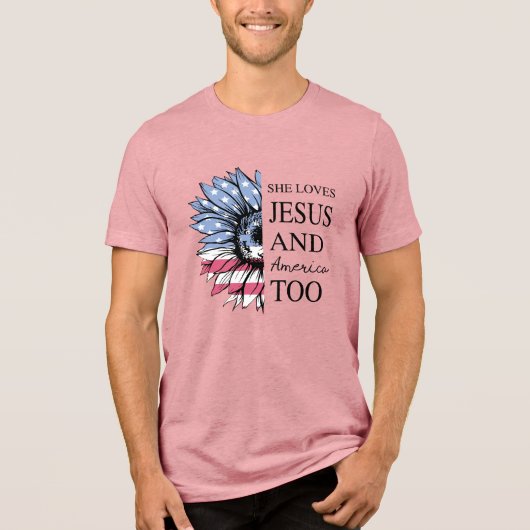 イエスとアメリカを愛する 7月4日 トライブレンドTシャツ (正面)