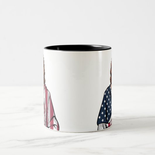 イエスとアメリカ国旗 ツートーンマグカップ (中央)