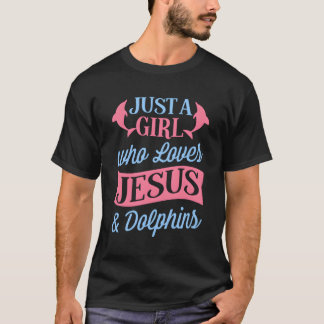 イエスとイルカの贈り物を愛しているだけの女の子 Tシャツ