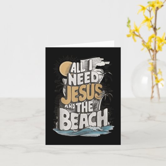イエスとキリスト教のビーチがおもしろい必要 カード (黄色い花)