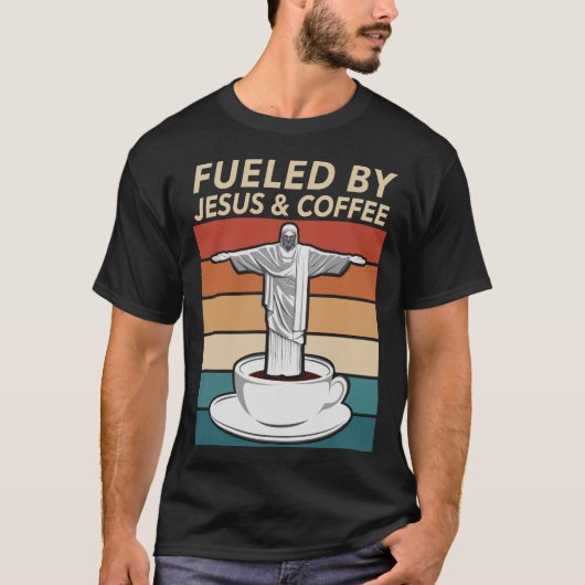 イエスとコーヒーによって煽られる Tシャツ (正面)