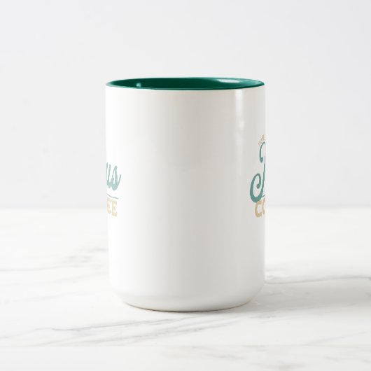 イエスとコーヒークリスチャンのデザインに煽られる ツートーンマグカップ (中央)