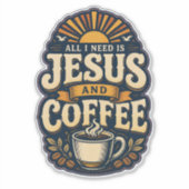 イエスとコーヒー キリスト教の信仰 コーヒー愛好家  シール (正面)