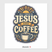 イエスとコーヒー キリスト教の信仰 コーヒー愛好家  シール (シート)