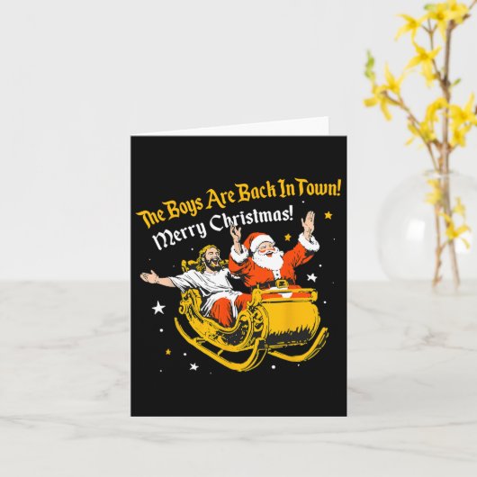 イエスとサンタクロース 少年たちは町に帰ってきた カード (黄色い花)