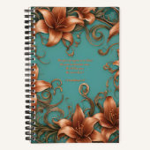 イエスとターコイズのジャーナルに銅の花 ノートブック (正面)