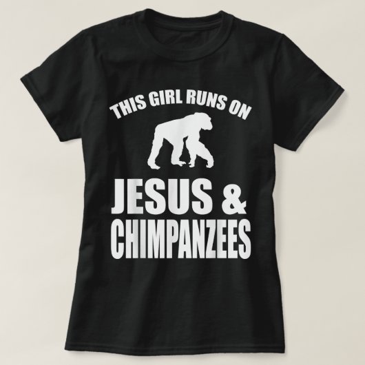 イエスとチ走ンパンゼーの女の子 Tシャツ (デザイン正面)