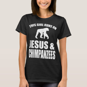 イエスとチ走ンパンゼーの女の子 Tシャツ