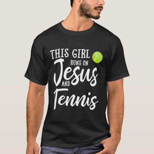 イエスとテ走ニスのクリスチャンの女の子 Tシャツ (正面)