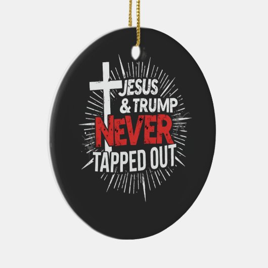 イエスとトランプは決して抜け出さなかった セラミックオーナメント (右)