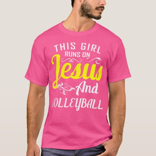 イエスとバレーボ走の女の子 Tシャツ (正面)
