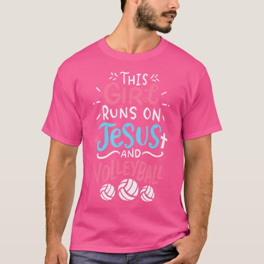 イエスとバレーボ走の女の子 Tシャツ (正面)