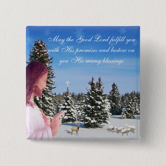 イエスとヒツジ 缶バッジ (正面)