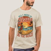 イエスとビーチがあればそれでいい | キリスト教ビーチ Tシャツ (正面)