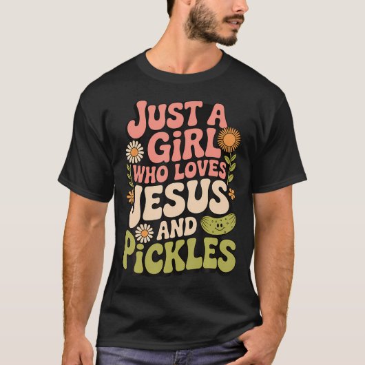 イエスとピクルスが好きな女の子 Tシャツ (正面)