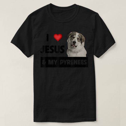 『イエスとピレネー犬のお母さ素晴らしんのペット』 Tシャツ (デザイン正面)